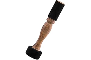 AVANDA Mazza/batacchio tibetano a due facce con testa in feltro di media durezza per colpire e pelle morbida per sfregare le ciotole. Palissandro naturale marrone. Realizzato a mano.