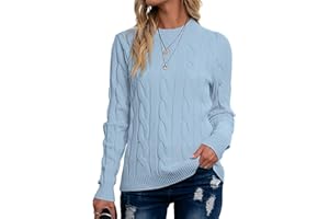 Breampot Pullover Damen Casual Strickpullover Winter Rundhals Langarm Pulli Warm Outwear Sweater Oberteile Mit Zopfmuster