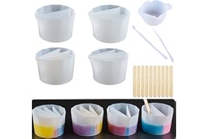 Cayway 18 Stück Silikon Split Becher zum Ausgießen, Pouring Becher Fäche Silikongießbecher zum Ausgießen Malwerkzeuge DIY Basteln Zeichnen Zubehör Geteilter Becher