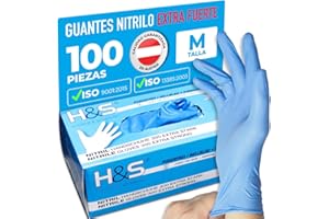 ISC Hygiene & Safety 100 Guantes de Nitrilo, sin polvo, 100 piezas desechables, sin látex, sin polvo * ACCIÓN * REBAJADOS * (M, azul EXTRA STRONG)