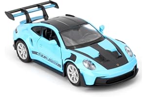 BGHSCA 1/36 Maßstab Porsche 911 GT3 RS Auto Modelle, Sammlerstücke Diecast Pull Back Fahrzeuge Porsche 911 GT3 RS Spielzeugauto Geschenke für Jungen Mädchen (Blau)