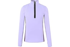 Momkonzz Vêtements pour enfants filles T-shirt à manches longues col haut fermeture éclair Pull 5-14 ans