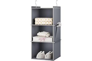 YOUDENOVA Organizer da appendere per armadio, 3 ripiani, grigio
