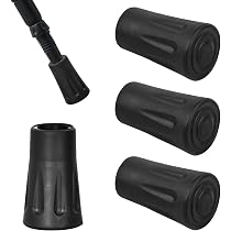 Lot De 8 Embouts Caoutchouc Pour Bâtons De Marche | Antidérapant | Protecteur De Pointe | Réduit Friction | Pour Trekking, Nordique, Asphalte, Roche | Noir