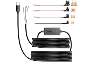 VANTRUE USB-C 2 Level Hardwire Kit with ACC Fuse for N5(S)/N4 Pro(S)/N4(S)/N2X/E360/S1 Pro(MAX)/E1 Pro/E1/E1 Lite/E2/E3/X4S/N2 Pro(USB-C)/N2S/S2 Dashcam, 12V/24V to 5V Low Voltage Protection, 11.5ft