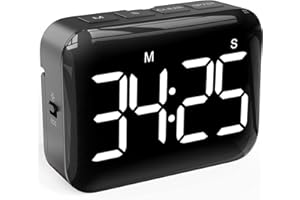 NOKLEAD Digitale Timer da Cucina: cronometro con conto alla rovescia magnetico con ampio display a LED, volume e luminosità regolabili, facile da usare per bambini anziani (batterie incluse) (nero)