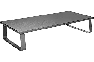 RICOO Réhausseur écran 60 x 26 x 12cm Support FS0111 TV et PC Meuble élévation Rectangulaire Organisateur de Bureau pour Ordinateur PC Noir