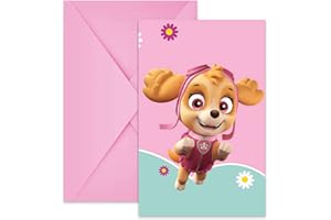PROCOS 6 inviti con buste Paw Patrol Skye e Everest - Rosa - Taglia Unica