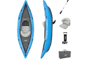 BESTWAY Hydro-Force Cove Champion | 1 Person Inflatable Kayak Set with Hand Pump, Paddles, Carry Bag, Blue