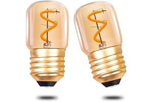 Klarlight 1W Żarówki LED E27, Lampy Rurowe LED Mini T28, Zabytkowe Żarówki Edison E27 Ciepła Biel 2200K, Szkło Bursztynowe, Odpowiednik 10W/15W, 35 Lumenów, Bez Możliwości Ściemniania, 2 Sztuk