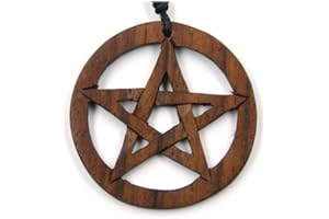 Drachensilber Pentagramm Schmuck Holz keltische Kette Drudenfuß zeitlos Kette natürlich Holzschmuck mit Band magischer Hexenstern Kettenanhänger