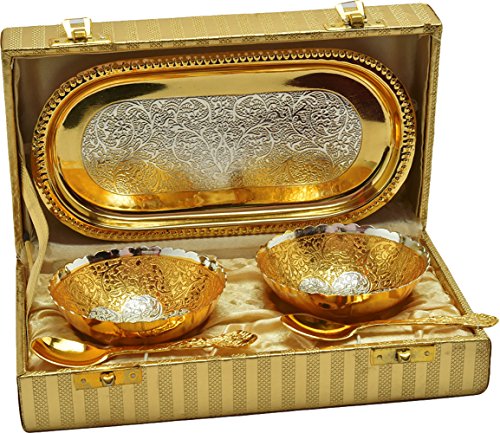 Jaipur Ace Gold and Silver Plated Brass Bowl Set | Premium Quality Gold Plated Brass Bowl | Best for Birthday, Anniversary, Diwali, Return Girt.