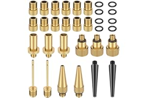 AIRFUL 32 PCS Valvole per Bicicletta, Tutti Gli Adattatori per Valvola SV DV AV Dunlop Francese, Valvola Flash per Auto, Valvola Sclaverand con Anello di Tenuta per Compressore Pompa Bicicletta