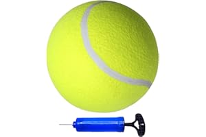 DiiWmme Balle de tennis surdimensionnée pour chiens et adultes – Balle en caoutchouc amusant avec aiguille à pompe à air – Grand jouet à mâcher pour chiens et sports d'intérieur/extérieur et plage