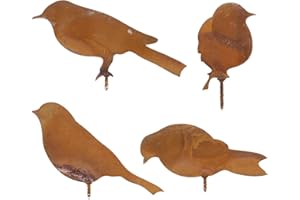 BE IN YOUR MIND Zardzewiałe metalowe ptaki, zardzewiałe ptaki, dekoracja, symulacja, metalowa figurka ptaka, do ozdób ogrodowych, dekoracja domu, sylwetka na zewnątrz, 4 szt