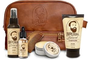 IMPERIAL BEARD - Kit Barbe Homme - 1 Peigne + 1 Shampooing Volume + 3 Soins - Cadeau Homme - Fabrication Française