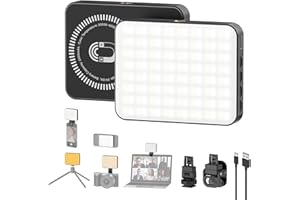 Smiling Shark Tragbar Video Licht, Camera Foto Licht mit Clip 2000mAh Wiederaufladbar 3 Farben CRI 80+ Dimmbar Drehbar Cold Shoe Magnetisches Camera LED Fill Light für Live Kamera Tablet Handy