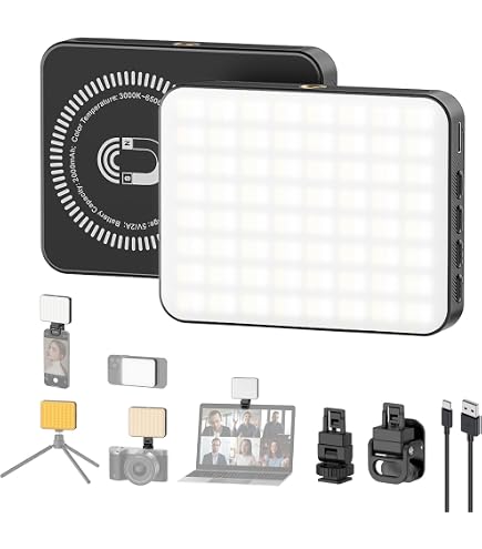 Lampe Selfie LED AiQInu - 128 LED, 3000-6500K, CRI95+, Batterie 2000mAh Rechargeable, Pince Universelle