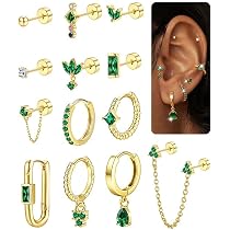 14 Paar Ohrringe Set Gold & Silber – Hypoallergen, Flache Stecker, 316L Chirurgenstahl