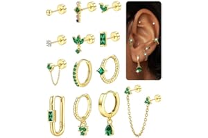MILACOLATO 13Pièces Piercing Helix Cartilage Boucles D'oreilles Pour Femmes Plaqué Or 14K Argent Acier Inoxydable Chirurgical Petits Boucles D'oreilles Piercing Oreille Ensemble Bijoux Femmes
