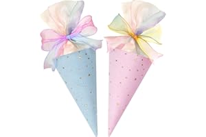 Vlecexs Schultüten Jungen Zuckertüte Mädchen Klein Zuckertüten Schultüte Baumwolle Kleine Schultüte Regenbogen Bastelset Geschwisterkind Teenager Einschulung Schultüte (Blau+Rosa)