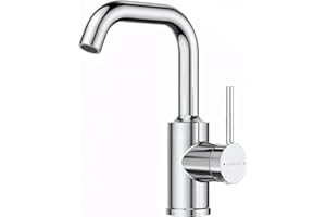 KeeGone Waschbeckenarmatur 360° drehbar Wasserhahn bad mit Warm- und Kaltwassermischer badarmatur waschbecken Chrom