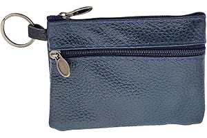 LOLUNA® Petit Porte-Monnaie Cuir véritable Pratique - Carte bancaire - Clé - Compact Plat pour Homme et Femme Plusieurs Couleur (Bleu Marine)