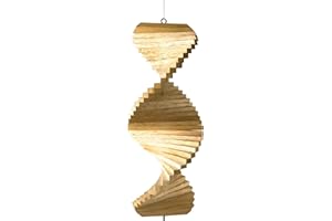 KUNSTHANDWERK ASIEN Windspiel Spirale aus Holz, Grösse:ca. 40 cm, Dekoration für den Garten, Balkon, hängend