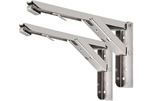 ONEVER 1 par 10'' de Soportes de Estante Plegables Soporte de Estante Plegable de Acero Inoxidable de Alto Rendimiento para el Soporte de Bricolaje de Escritorio