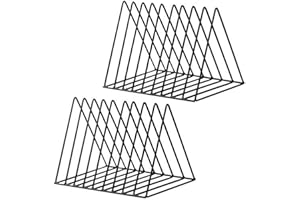 Beihaoer 2 pcs Magazine Newspaper Holders, Desktop Iron Storage Rack Bookshelf Multifunction Triangle File Organizer Decor Home Office Bookcases (Black)