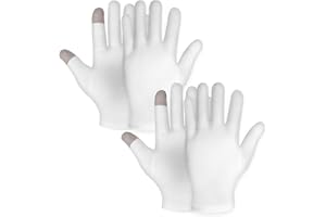 WLLHYF Lot de 2 paires de gants hydratants en coton blanc pour écran tactile femme et homme pendant la nuit le coucher la les mains sèches le spa le traitement cosmétique les accessoires de bain