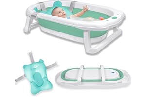 Froadp 82x50x20cm Składane Wanienki dla Niemowląt z Matą Kąpielową Antypoślizgowa Wanienka Składana dla Niemowląt Ergonomiczny Przenośny Wanna dla Dzieci dla Maluchów od 0 do 6 lat (Niebieski)
