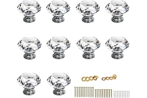 IGNPION 10 x 40 mm diamentowa gałka do drzwi szuflady z przezroczystego szkła kryształowego uchwyt do szafki wyciąganej sprzęt do mebli sypialni, szafki nocnej, komody i klatki piersiowej