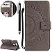 Produktbild HUDDU Compatible for Schutzhülle Sony Xperia XA2 Hülle Mandala Totem Blumen Tasche Leder Flip Handyhülle Wallet Case Cover Ultra Dünn Ledertasche Kartenfach Stand Brieftasche Klapphülle Mädchen (Grau