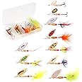 OriGlam 10pcs Fishing Spinners Lures Set, Spinner Bait & Spoon Baits, Sequins Fishing Tackle