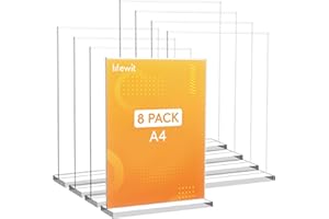 Lifewit 8 Pack A4 Soporte Acrílico para Carteles, Soporte Vertical Transparente de Doble Cara, Marco de Fotos de Plástico, Pantalla de Papel para Recepción, Oficina, Tienda, Restaurante, Hotel