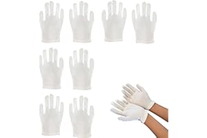 Embhlitfe 4 pares de guantes de algodón blancos para niños, guantes blancos para niños, guantes de vestir para niñas, guantes de algodón para manos secas, accesorios de fiesta de cosplay para niños de