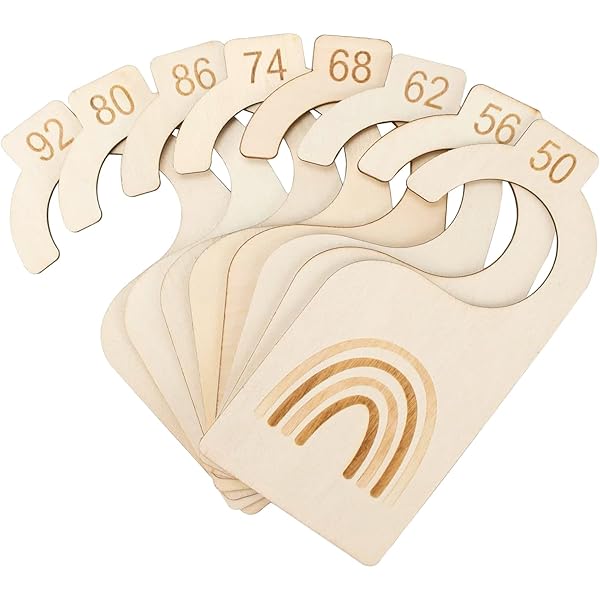 Séparateurs De Placard Bébé En Bois - 7 Étiquettes De Taille (Naissance à 24 Mois) - Organisation Vêtements