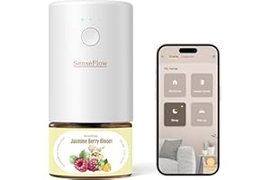 SenseFlow Difusor Aceites Esenciales Difusor de Aromas Smart Wi-Fi SF101S -Ultrasónico Sin Agua, 100 % Vegetal, Aromaterapia120 Días, para Hogar, Hotel y Estudio Hasta 100 ㎡ - Flor de Jazmín y Bayas