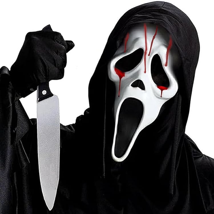 Halloween Ghostface Maske,Geist Scream Maske,Scream Maske Für Kinder Erwachsene,Ghost Face Maske 2024,Latex Adult Ghost Face Mask,Gruselige Schrei Maske,für Karneval, Fasching, Halloween (1 Stück