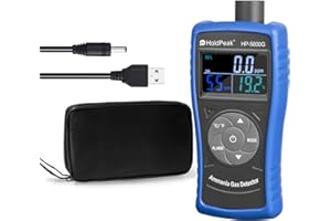 H HOLDPEAK HOLDPEAK Ammonia Gas Meter Detector, NH3 Gas Monitor Sensor with Range 0-100 ppm & 0.1ppm Resolution, Portable Air Quality Detector Meter for Farm, Poultry, Pig & Livestock【USB Recharge】