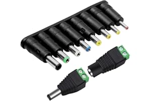 Guuzi 10 Pezzi Spine DC Universali 5,5 mm x 2,1 mm Femmina a Maschio Adattatore Jack Connettore Suggerimenti per Alimentazione Laptop