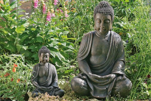 ROLLER Buddha-Skulpur sitzend mit verschränkten Händen Höhe 40 cm