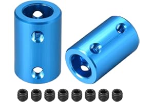 sourcing map Acoplamiento Rígido de Eje de 10mm a 10mm, Acoplador 25mm Longitud 16mm Diámetro con Tornillos, Conector de Aleación de aluminio, Accesorios de Motor, Azul 2Pcs