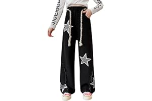 Maeau - Girls Jeans Wide Leg Jeans Bootcut Ripped Jeans Baggy Trousers Fashion Casual Pants Kids Denim Pants with Pockets Age 5-14 Years