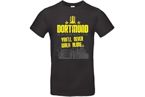 Alsino Herren T-Shirt Dortmund (3) You'll Never Walk Alone mit Jahreszahlen Schwarz Gelb Ruhrpott Finale und Stadion aus Baumwolle Damen Unisex Pokal S - 3XL