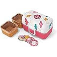 monbento - Kids Bento Lunch Box MB Tresor Pink Birds - 3 Compartment - Ideal for Travels, Picnics, Activities – Customizable Birds Lunch Box Kids - BPA Free & Sturdy – Pink