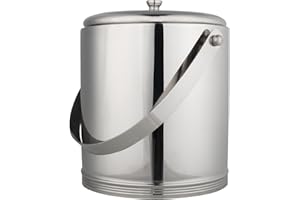 Zap Impex ® - Secchio per ghiaccio a doppia parete in acciaio inox, con coperchio, 1,3 l