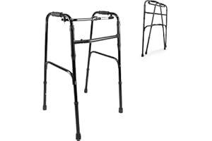 PEPE Mobility - Déambulateur Pliable Léger Sans Roues (Couleur Noire), Cadre de Marche, Personnes Âgées, Fixe, Intérieur, Étroit