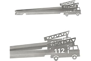 CAROLISA Grillzange Motiv Feuerwehr Leiterwagen, spülmaschinengeeignet, Geschenkidee, Männergeschenk, Feuerwehr-Geschenk, Feuerwehrmann, Feuerwehrfrau